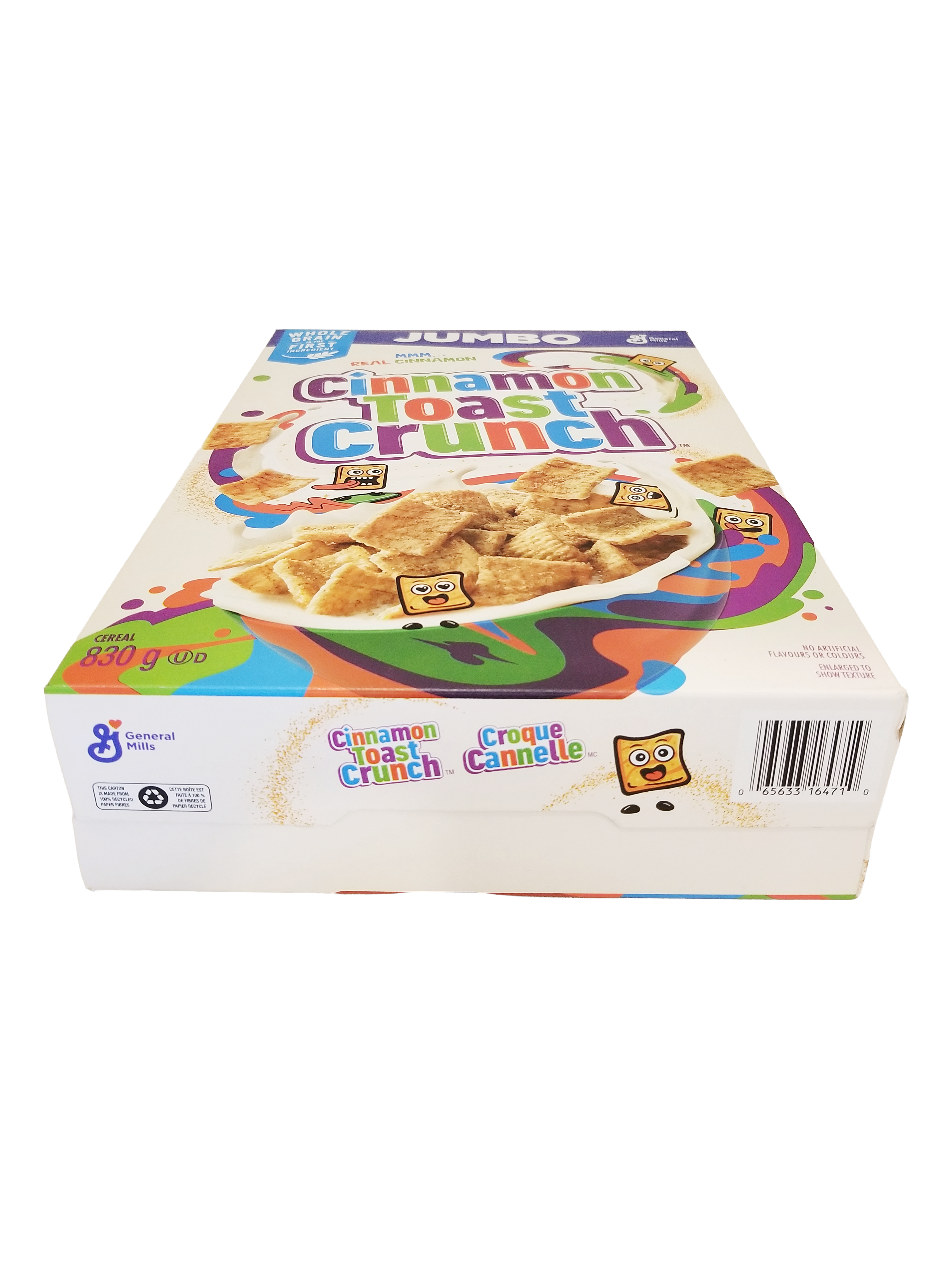Cinnamon Toast Crunch cereal box on a white background