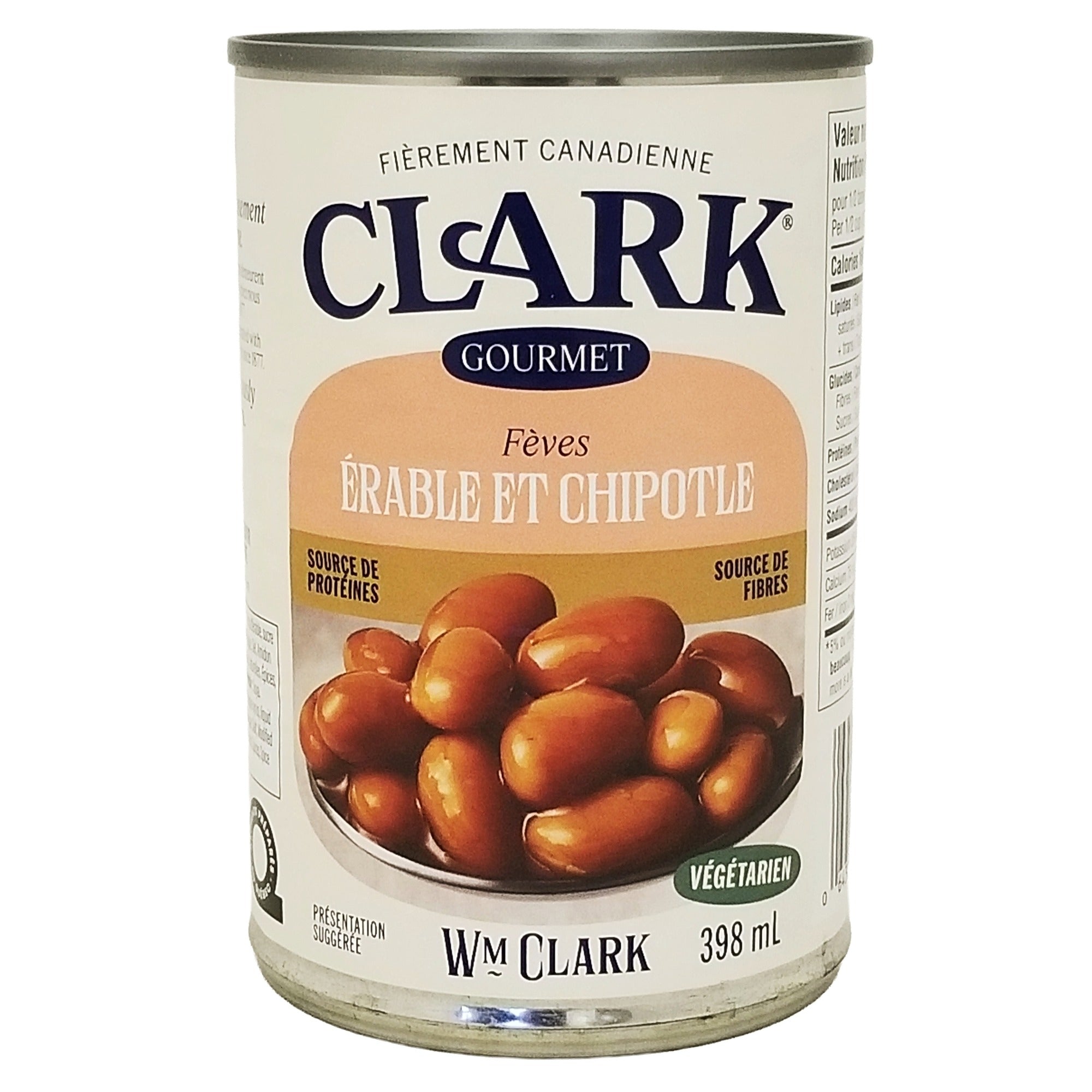Clark Gourmet Maple Chipotle Baked Beans 398 ml (14 fl oz), back of package