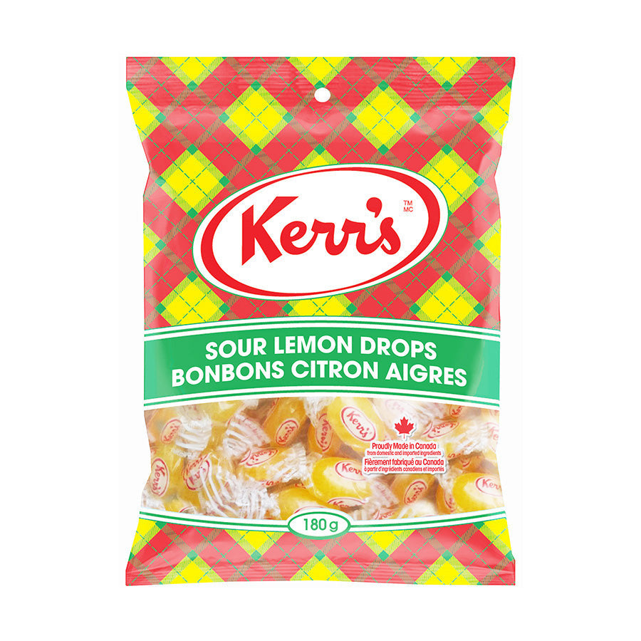 Kerr's Sour Lemon Drops Candy, 180g/6.3oz., 14pk, {Imported from Canada}