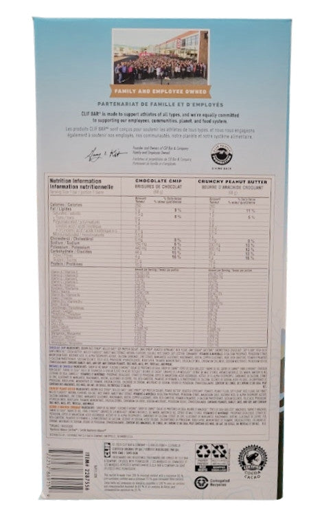 Clif Energy Bars, 22 Bars Variety Pack, 22 x 68g/2.4 oz. Box Back Side