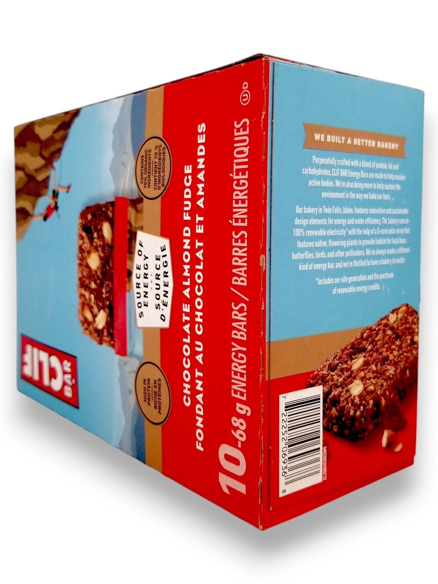 Clif Nutritional Supplement Energy Bars, Chocolate Almond Fudge Flavor, 10 Bars x 68g