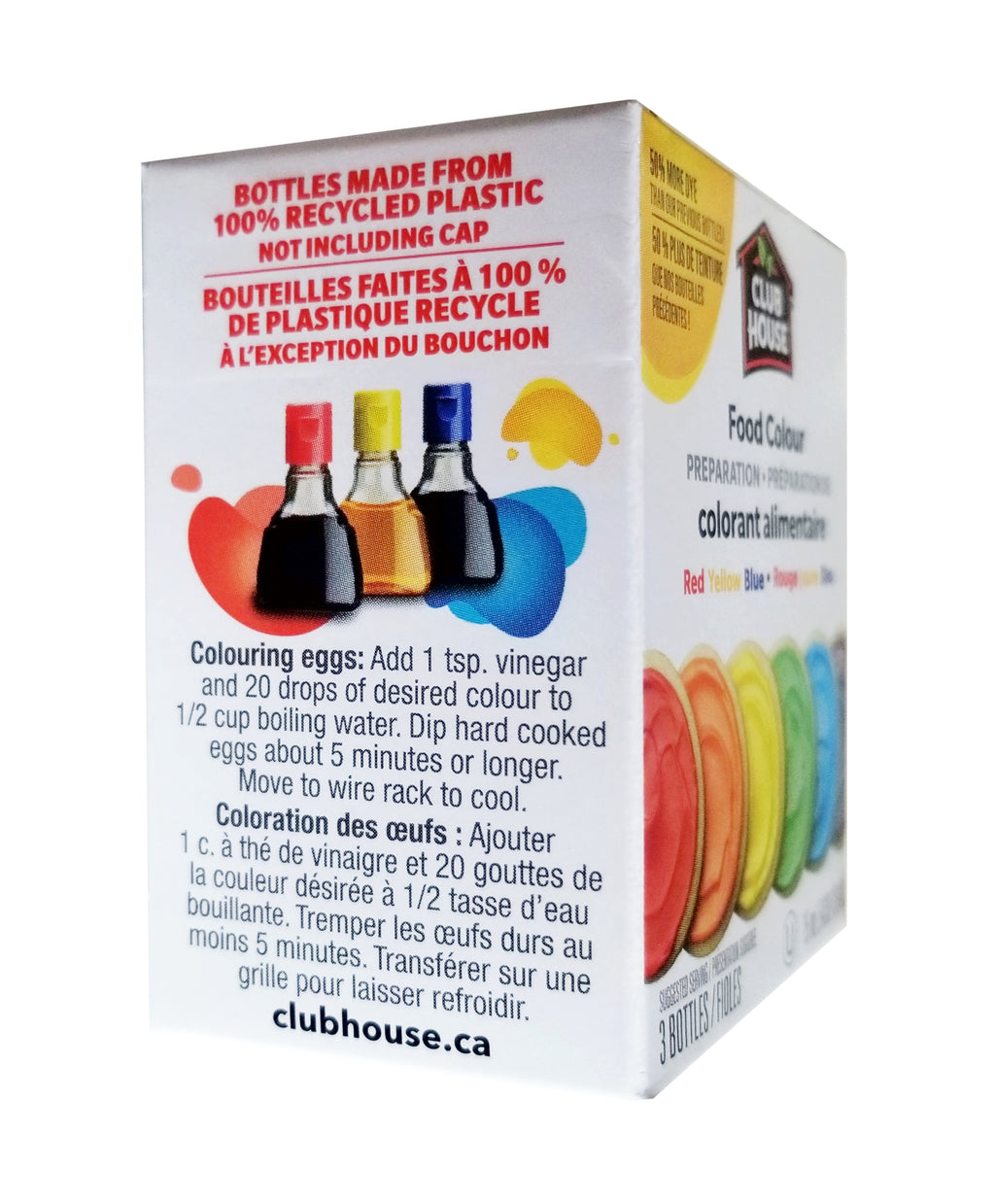 Club House, Food Colour Preparation, Original Red, Yellow, & Blue, 3 Vials, 15ml/0.5 oz. Each, {Imported from Canada}