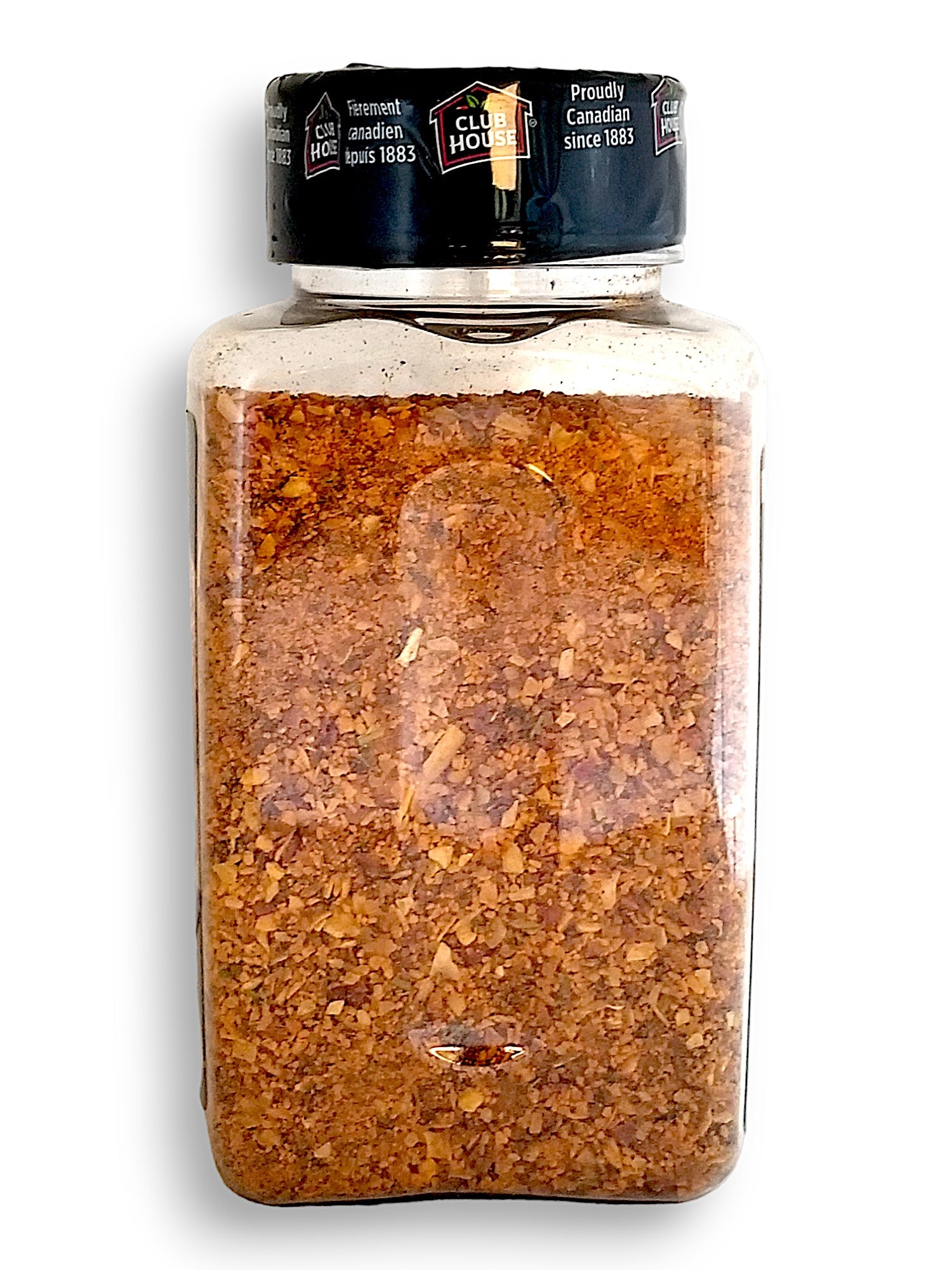 Club House Brown Sugar Bourbon Seasoning 362g, side of shaker.
