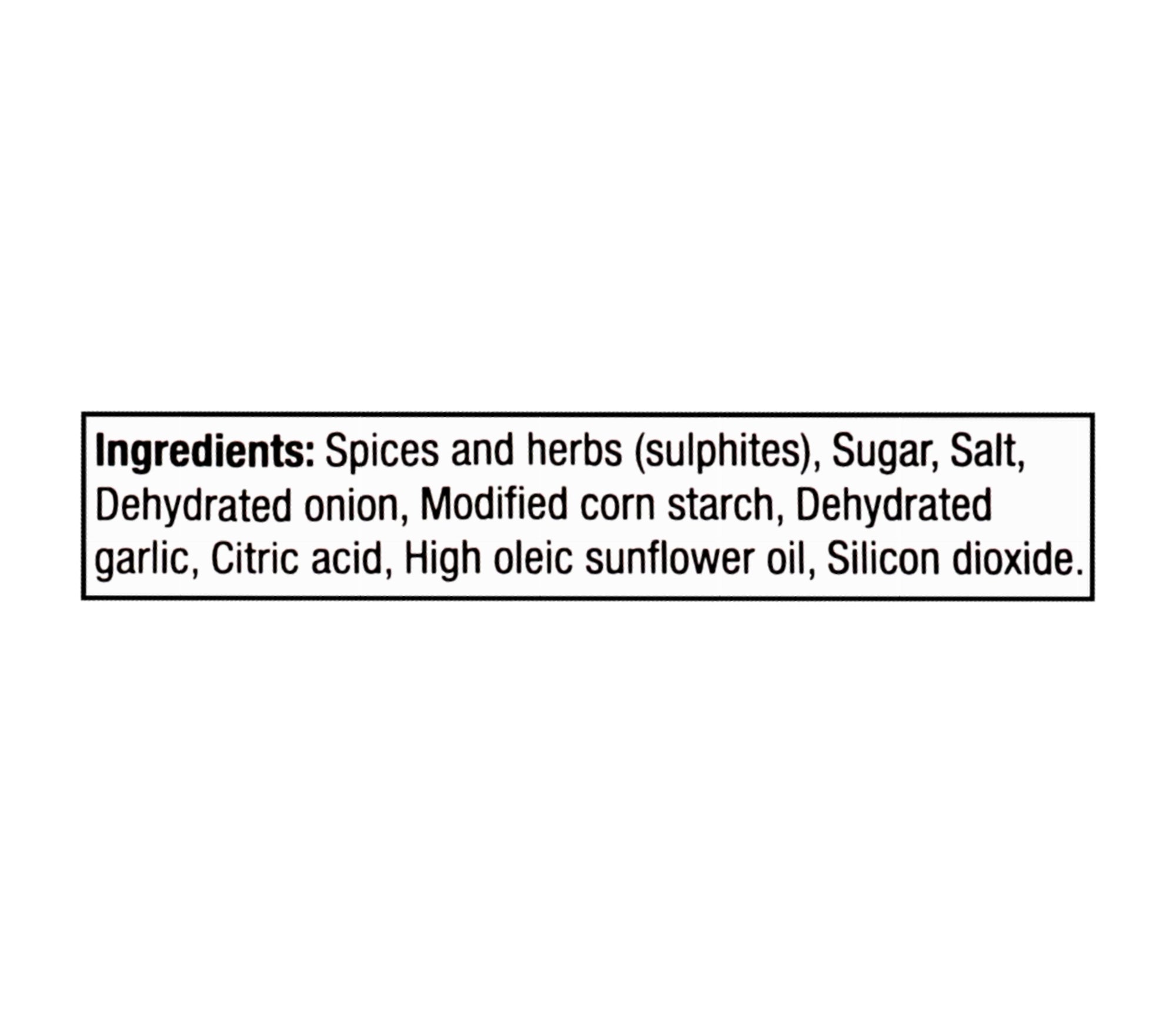 List of ingredients for Club House Butter Chicken Seasoning Mix, Indian Spice Blend - 25g on a white background