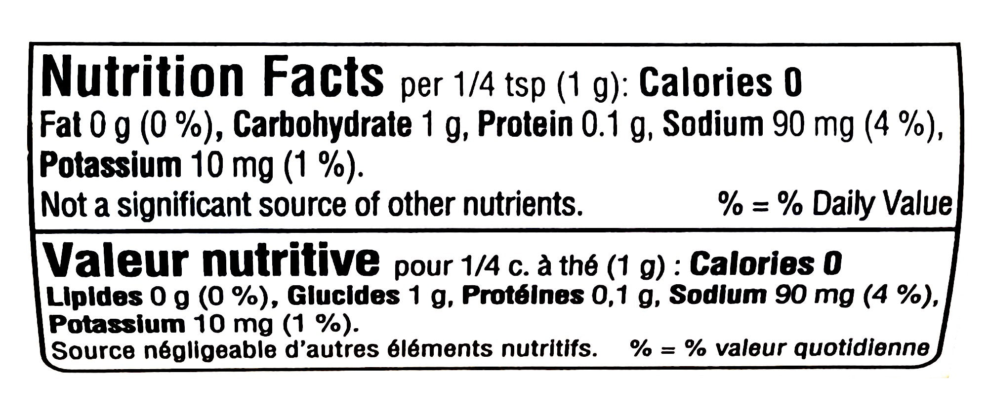 Club House Hot Ranch Seasoning, 165g/5.8 oz., Shaker, nutrition facts label.