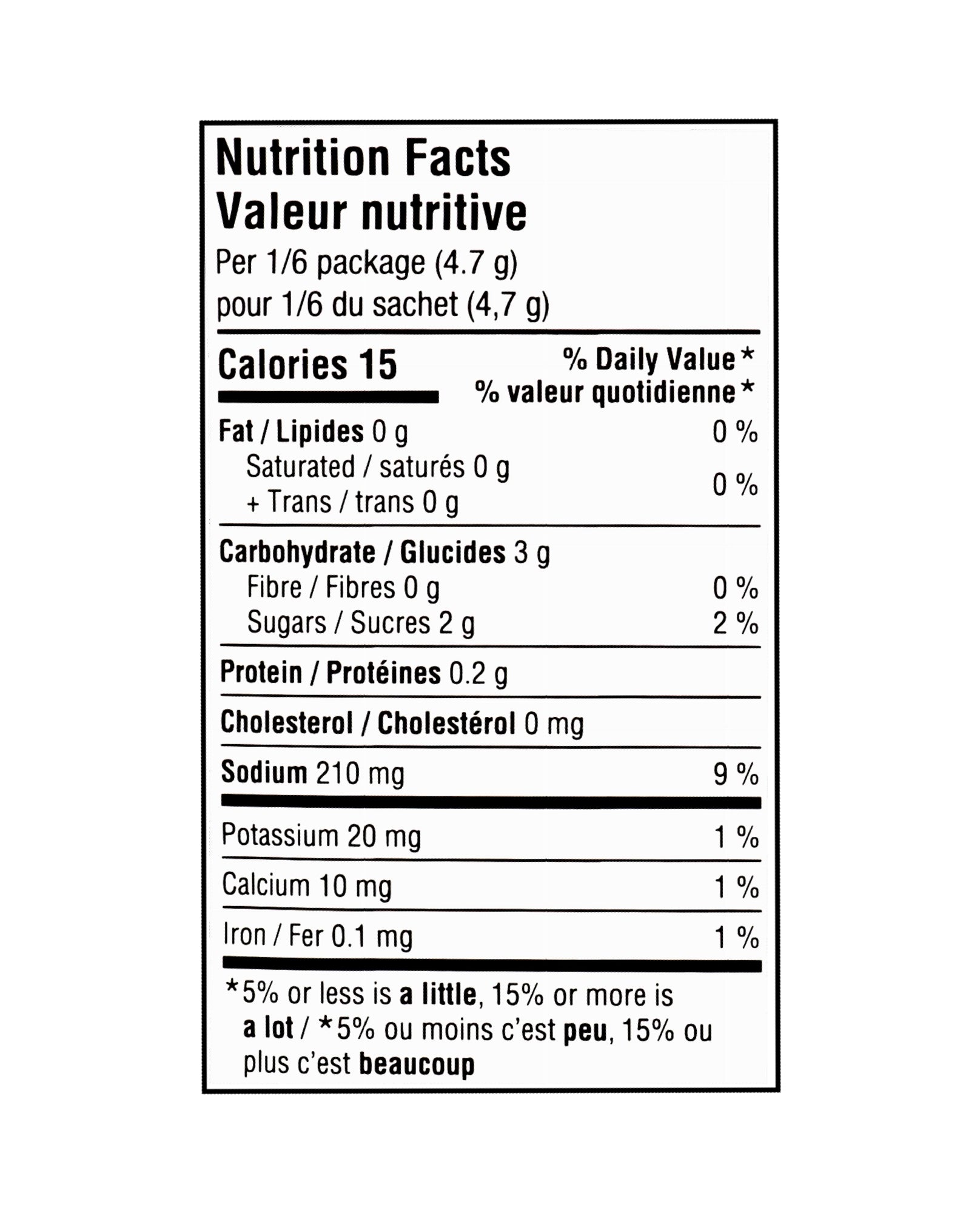 Nutrition facts label for Club House Korean BBQ Style Seasoning Mix, 28g package on a white background