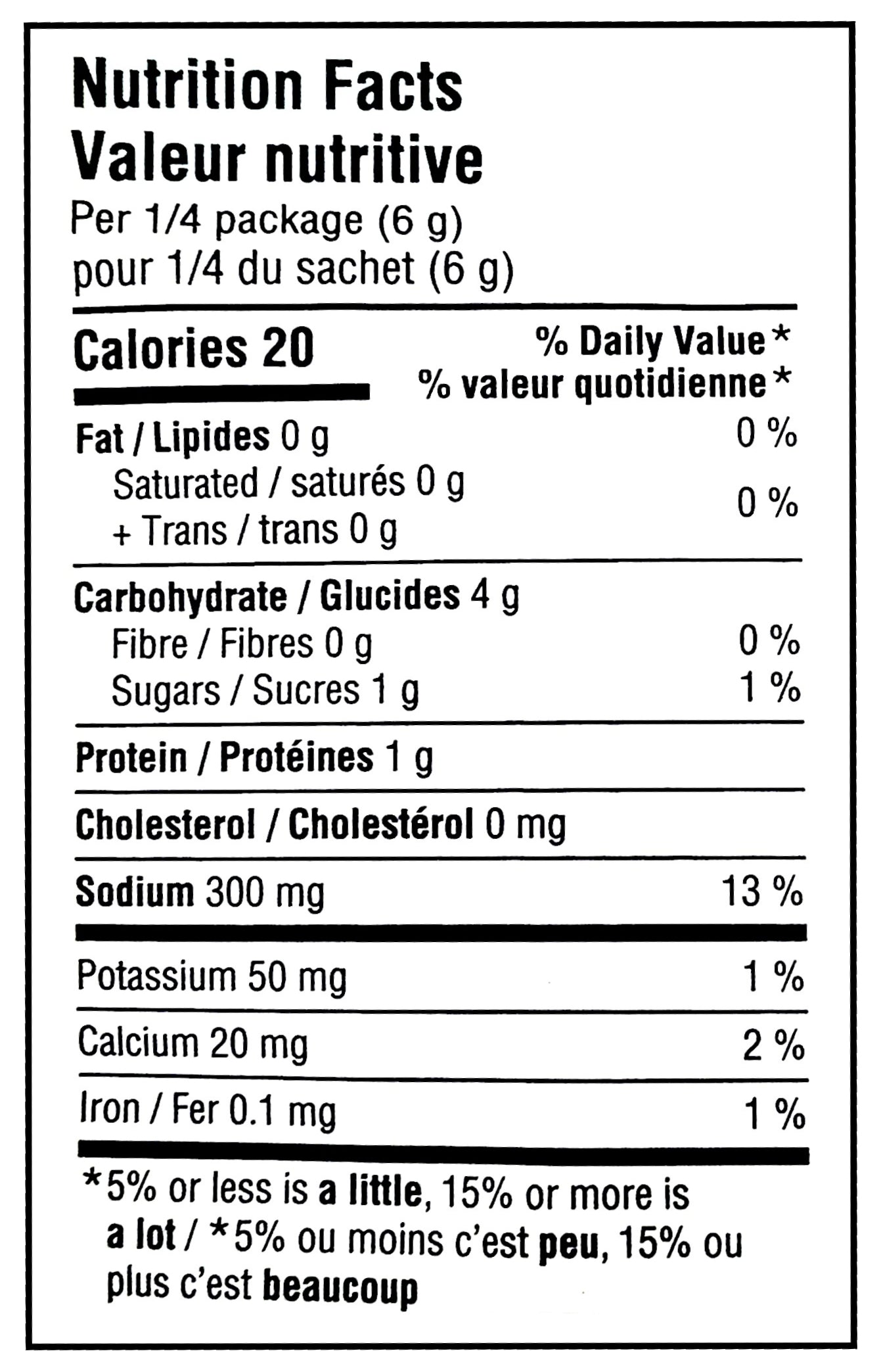 Club House Lemon & Herb Butter Gravy Mix, 24g/0.8 oz. Pouch - Nutrition Facts