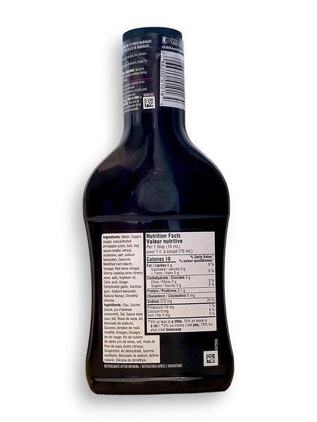 Club House La Grille Teriyaki Marinade 350ml, back of bottle.