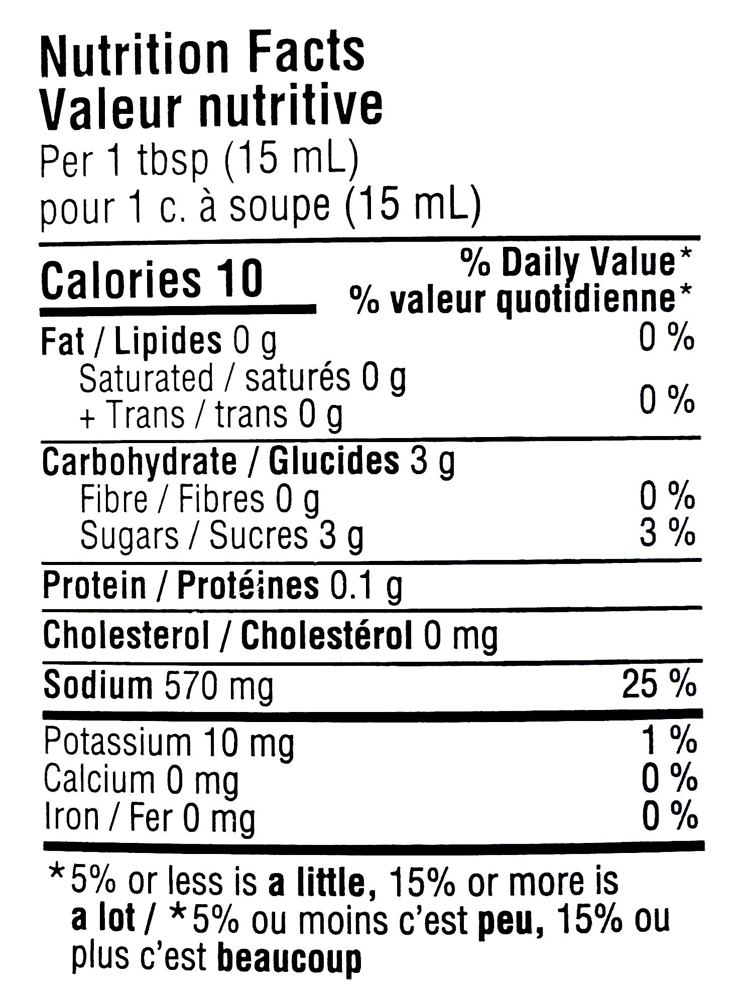 Club House La Grille Teriyaki Marinade 350ml, nutrition facts label.
