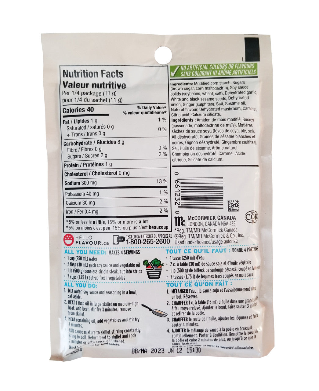 Club House One Skillet Teriyaki Stir Fry Seasoning Mix, 44g/1.5 oz., {Imported from Canada}