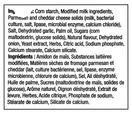 Club House Parmesan & Garlic Gravy Mix, 23g/0.8 oz. Pouch - Ingredients Label