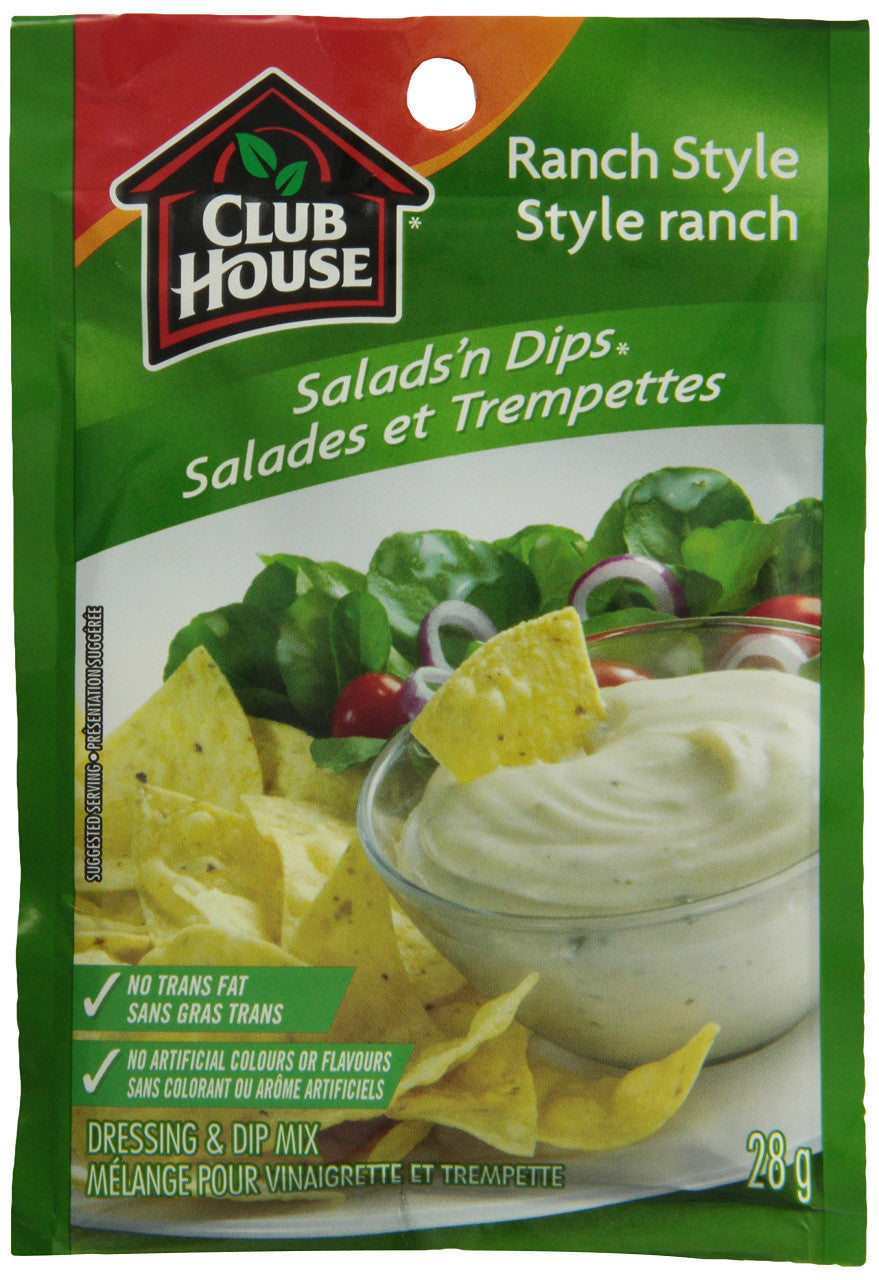 Club House Ranch Style Dressing & Dip Mix 28g – Creamy Ranch Flavor for ...