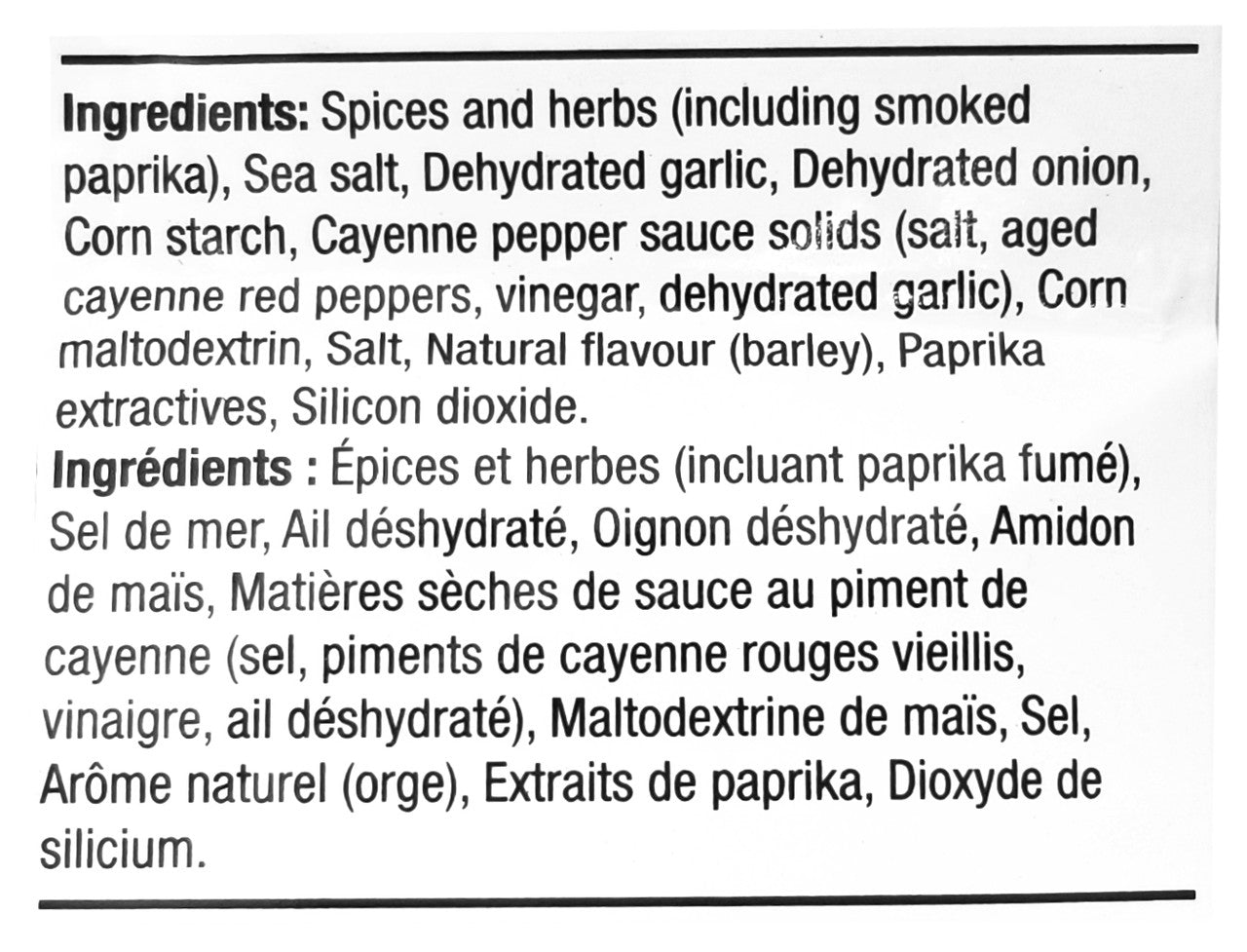 Club House Smoked Paprika & Herb Fries Seasoning Mix, 25g/0.9 oz. Packet Ingredients