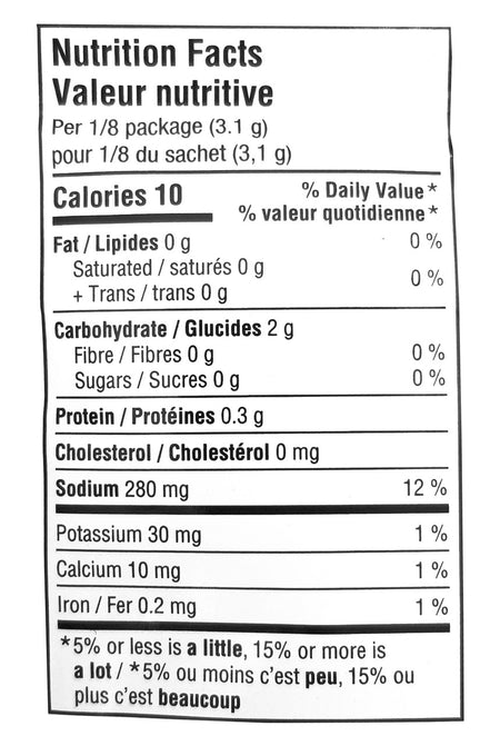 Club House Smoked Paprika & Herb Fries Seasoning Mix, 25g/0.9 oz. Packet Nutrition Facts