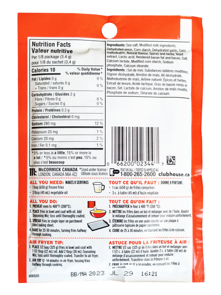 Club House Loaded Fries Seasoning Mix, 27g/0.9 oz. Packet{Imported from Canada}