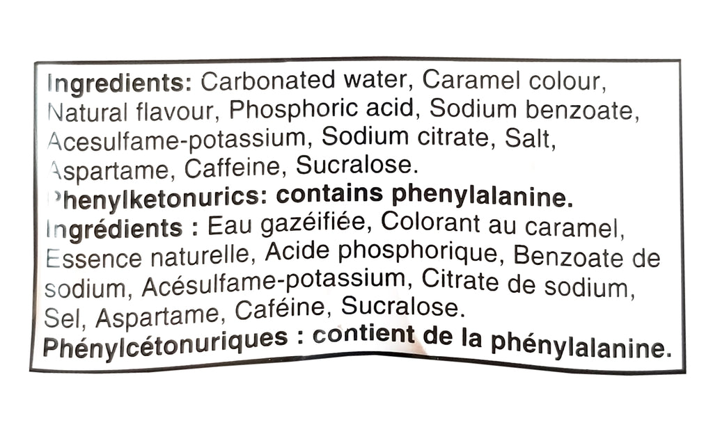 Coca-Cola Oreo Zero Sugar Soft Drink Ingredients