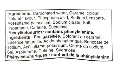 Coca-Cola Oreo Zero Sugar Soft Drink Ingredients