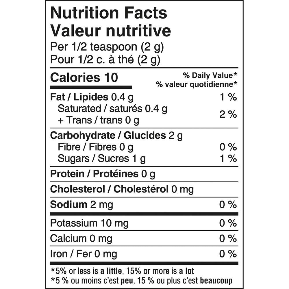 Coffee-Mate Powder French Vanilla, Coffee Whitener – 425g (15 oz) - Nutrition Facts
