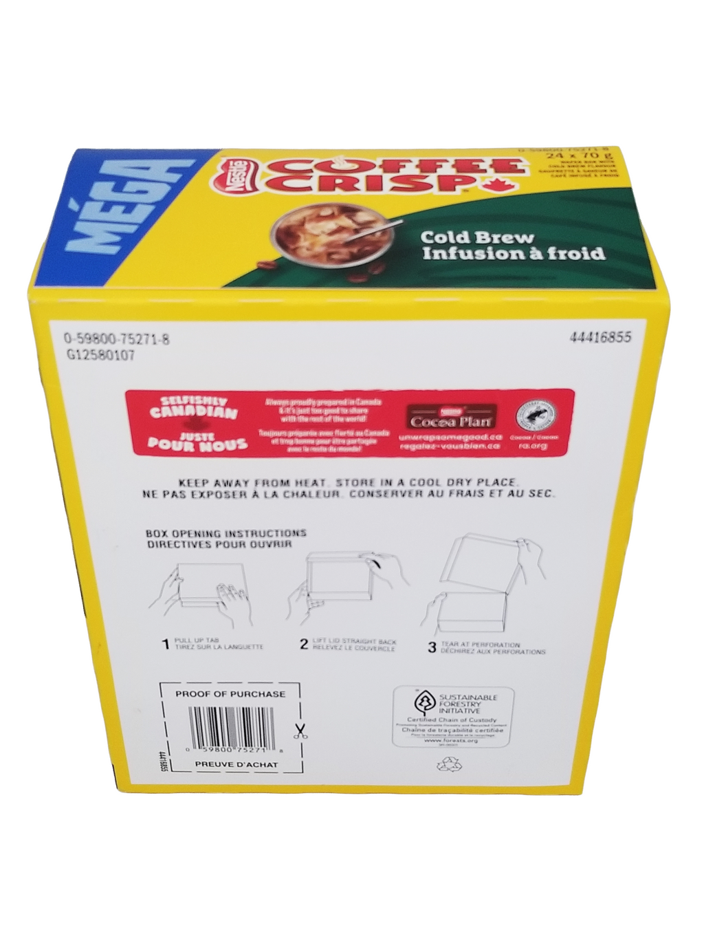 Box of Nestle Cold Brew Coffee Crisp Mega Bars, 24x70g, 1.68kg/59.2 oz on a white background