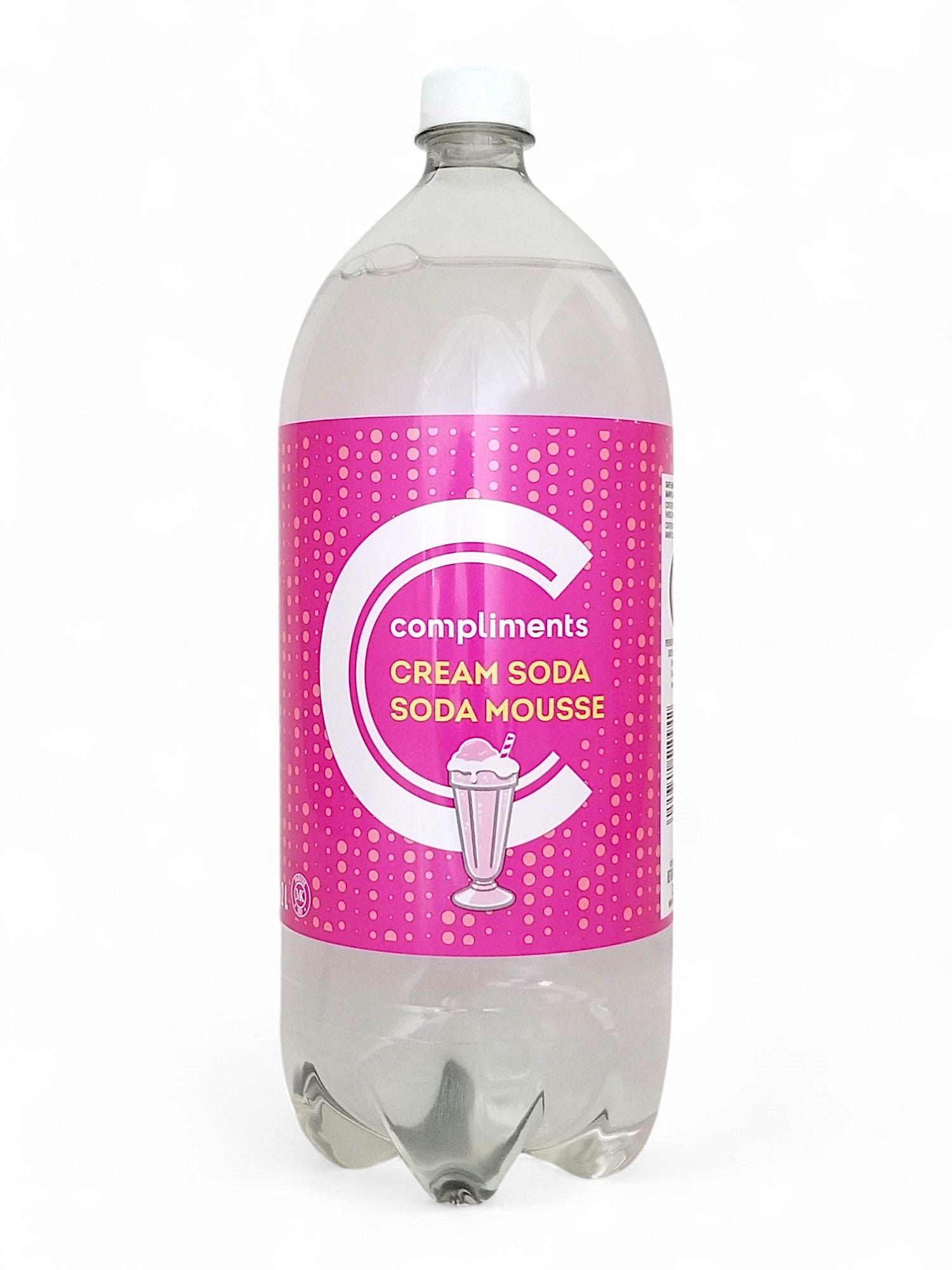 Compliments Soft Drink Clear Cream Soda, 2 Litre/67 fl. oz. Bottle - Front