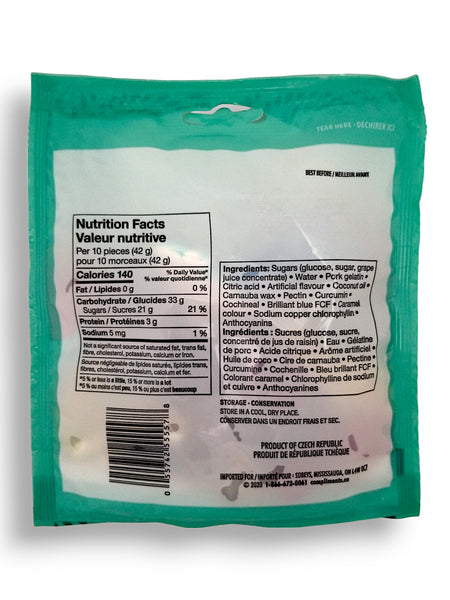 Compliments Gummy Treats Candy, 125g/4.4 oz. Bag, back of bag.
