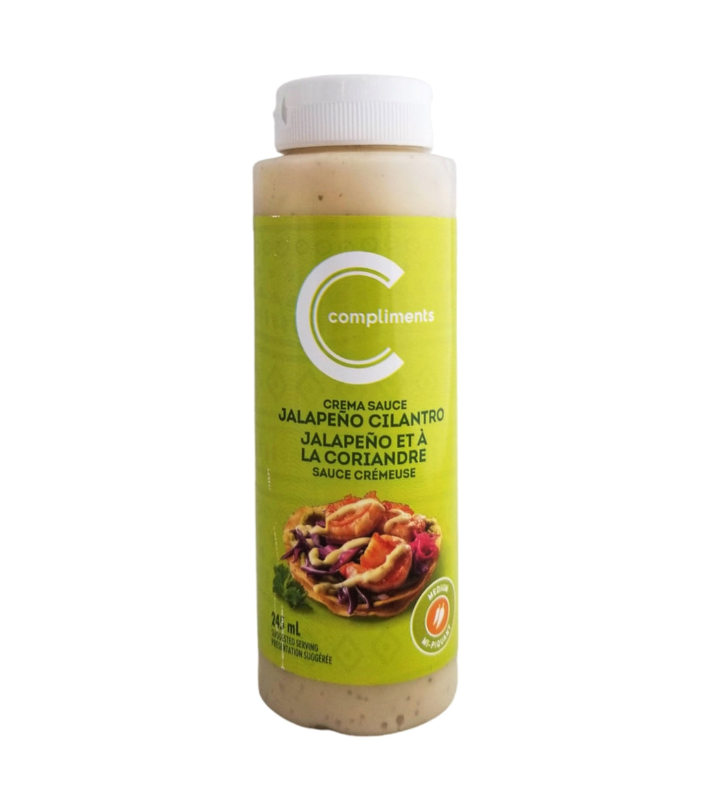 Compliments Jalapeno Cilantro Crema Sauce, 245ml/8.6 fl. oz. Bottle