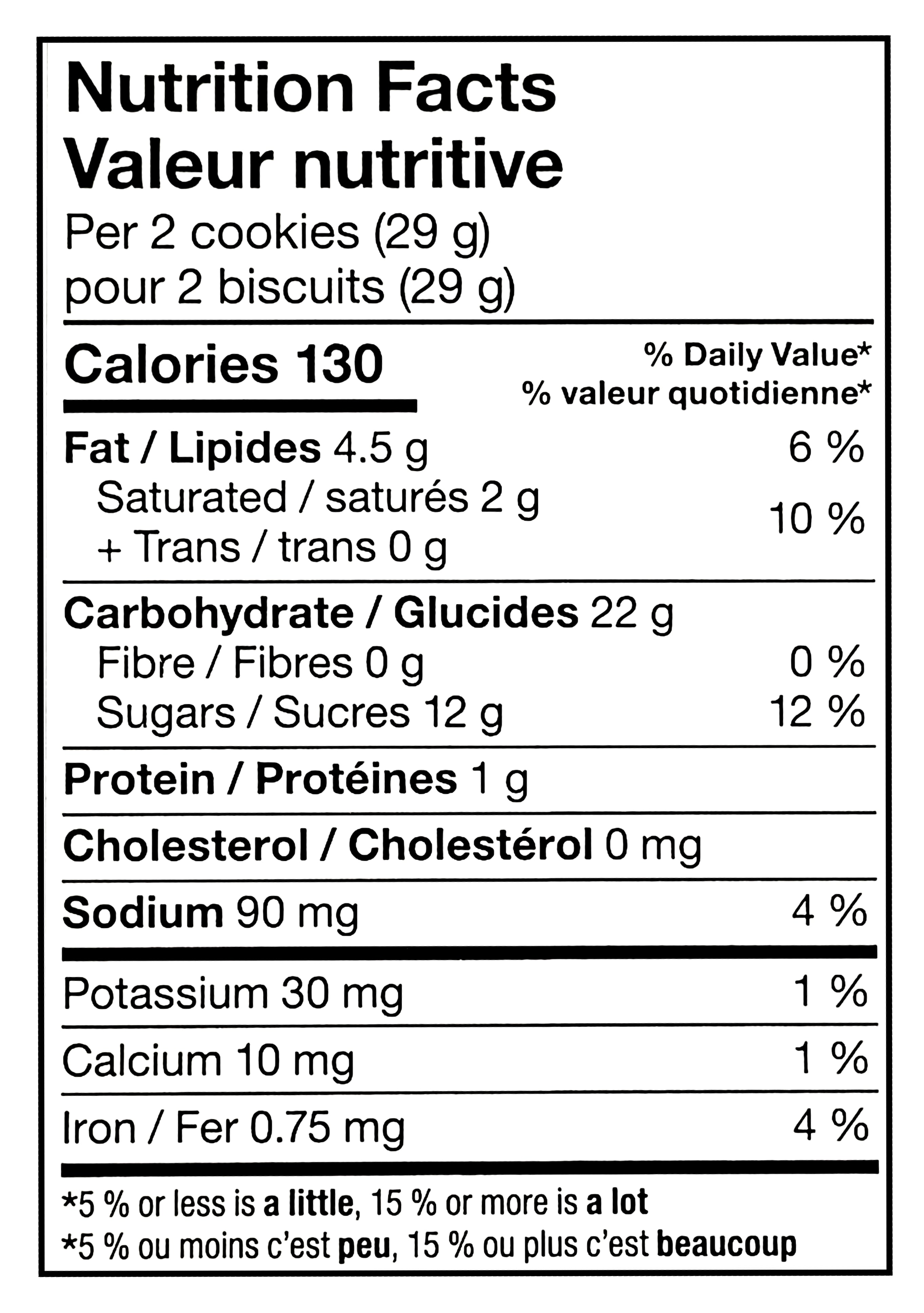 Nutrition facts label for Compliments Celebrate Canada Sandwich Cookies, 350g/12.3 oz with detailed calorie and ingredient information.
