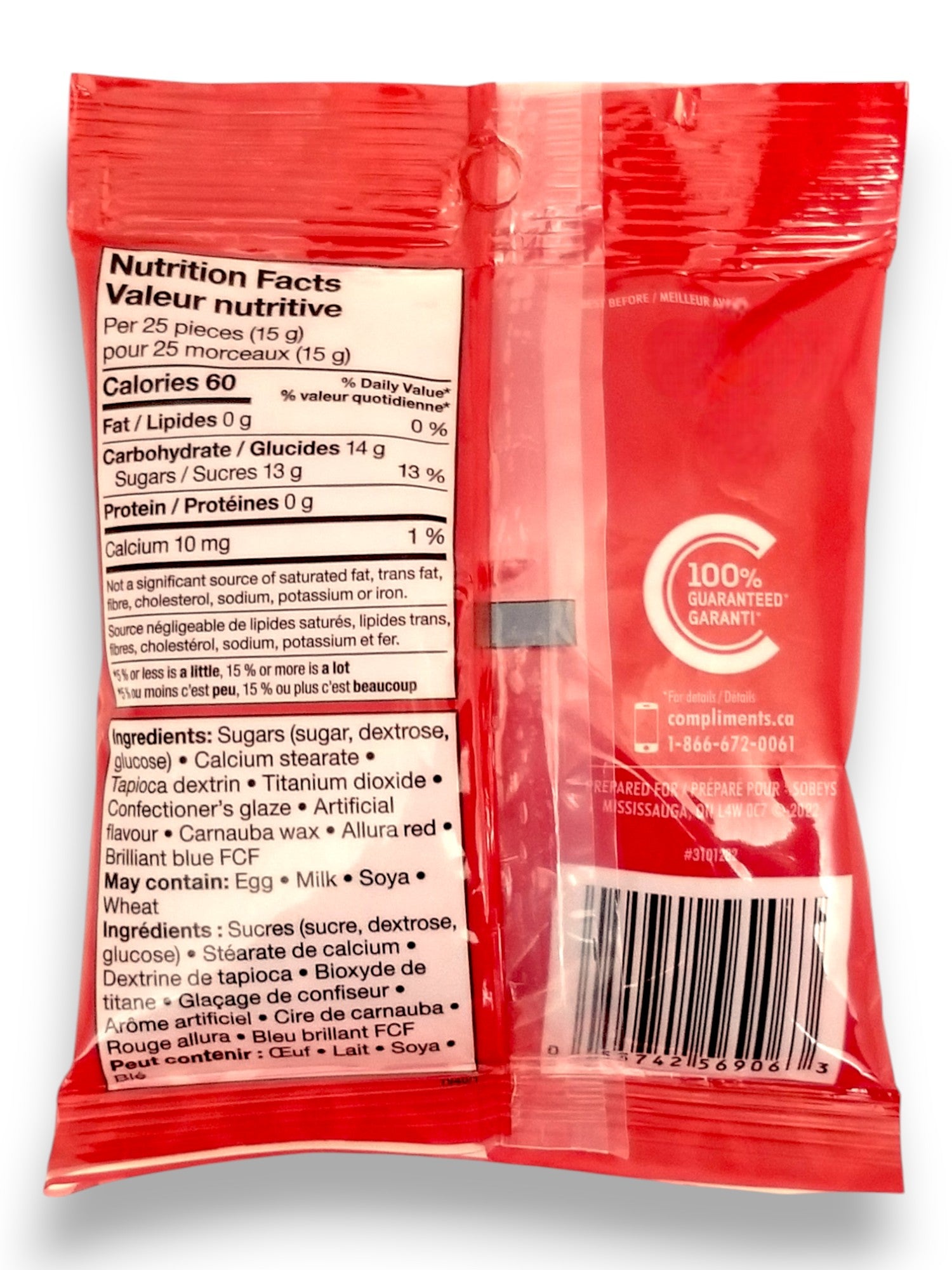 Compliments Valentine's Day Cinnamon Hearts Candy, 150g/5.3 oz - Back Of Bag
