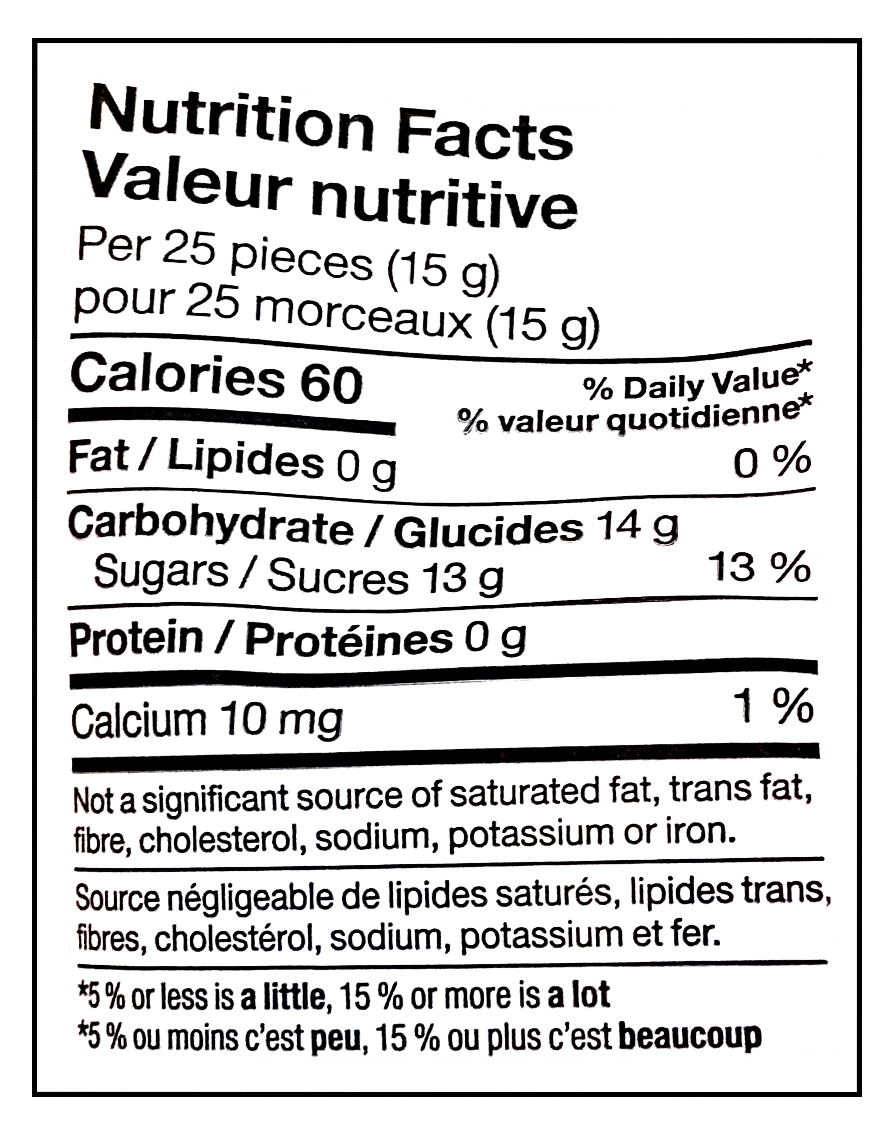 Compliments Valentine's Day Cinnamon Hearts Candy, 150g/5.3 oz - Nutrition Facts Label