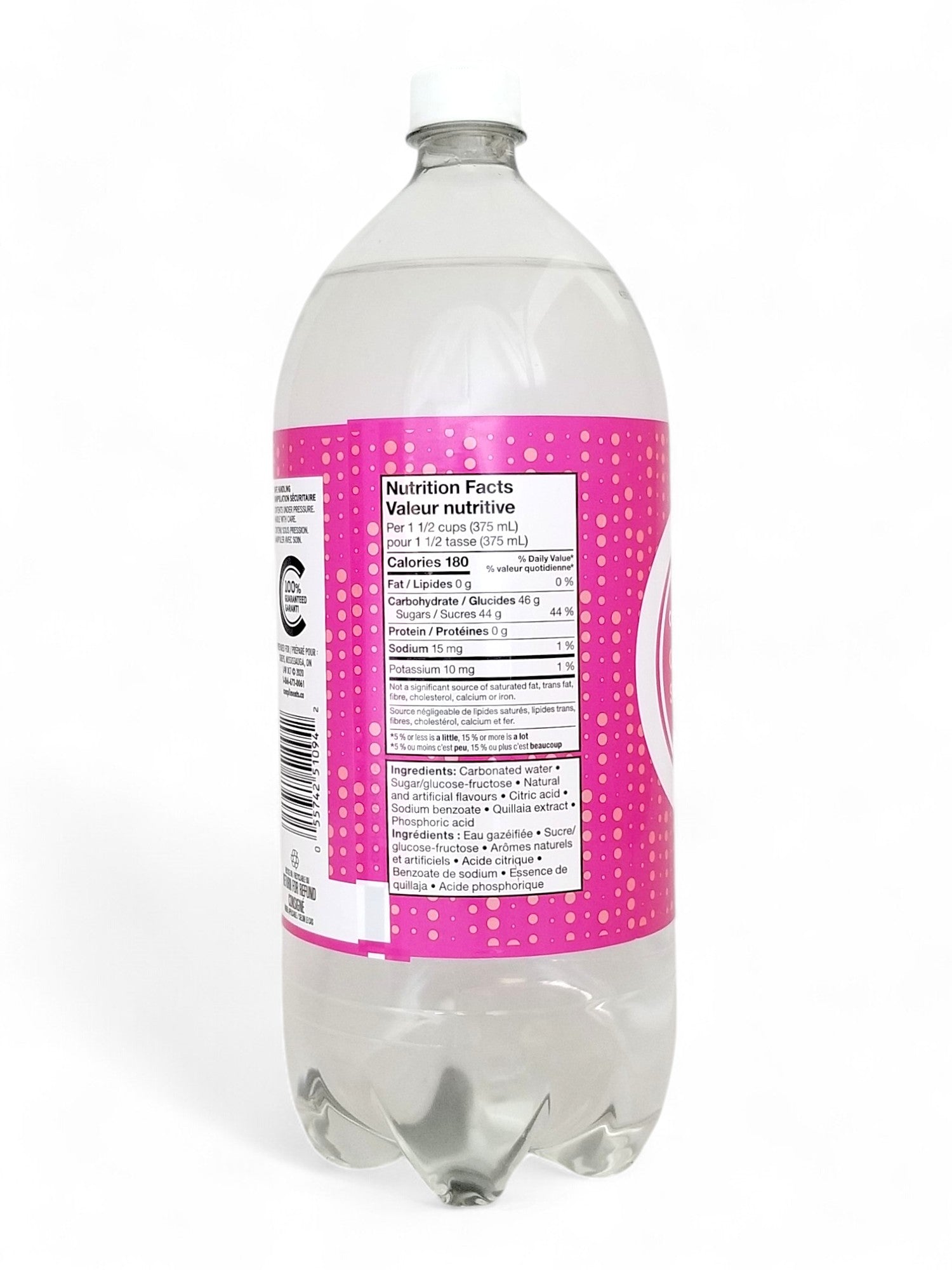 Compliments Soft Drink Clear Cream Soda, 2 Litre/67 fl. oz. Bottle - Side