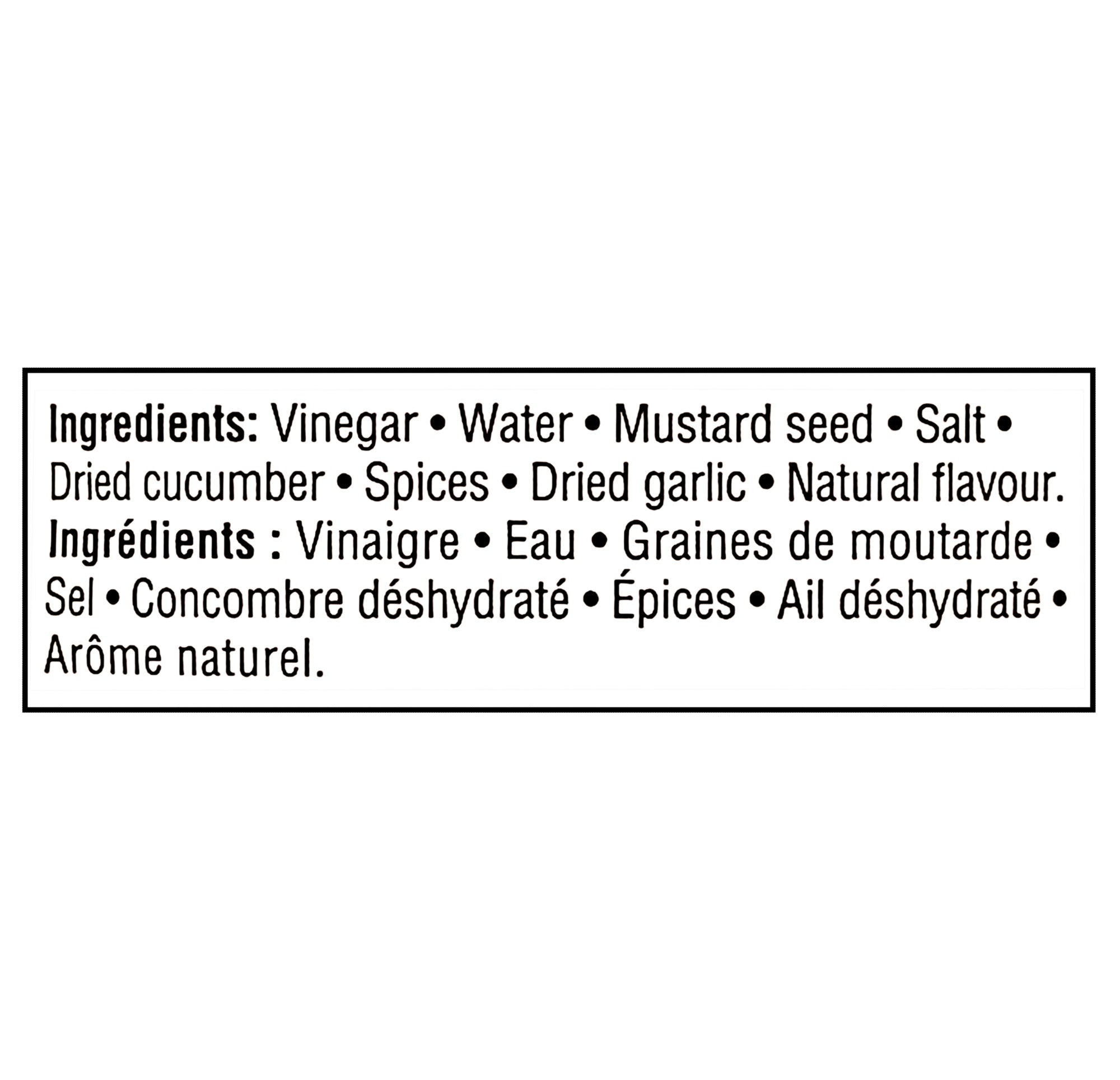 Compliments Dill Pickle Mustard 325ml ingredients label gluten-free