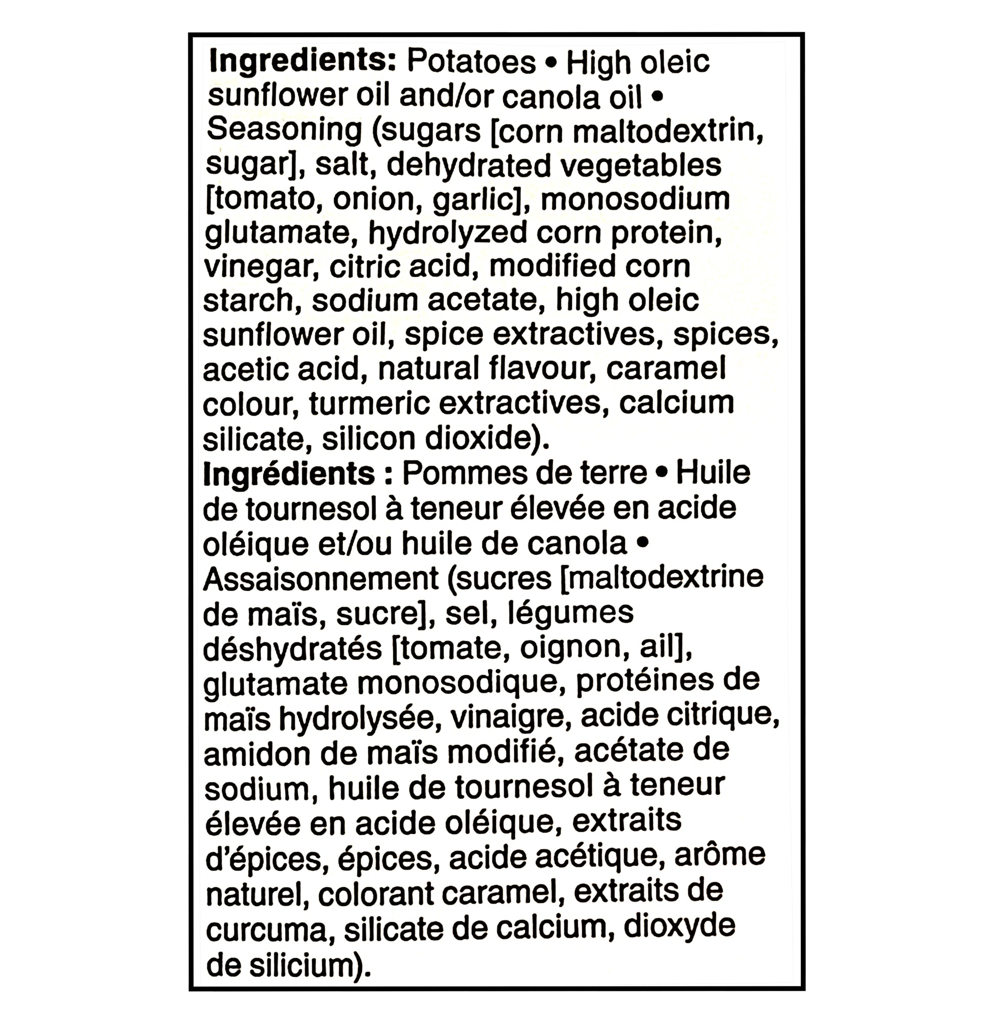 Compliments Extraaa All Dressed Ridged Potato Chips 200g ingredients label