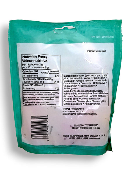 Compliments Gummy Bears Candy, 125g/4.4 oz. Bag, back of bag.
