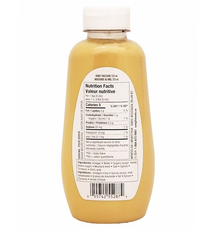 Compliments Honey Mustard 325ml back label nutrition Canadian condiment