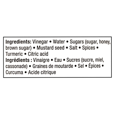 	Compliments Honey Mustard 325ml ingredients label gluten-free Canadian mustard