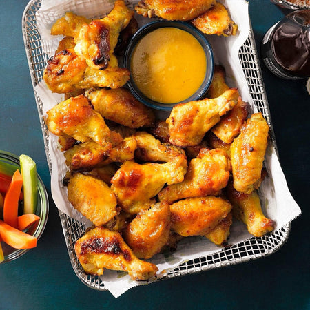 Baked chicken wings with Compliments Honey Mustard dipping sauce