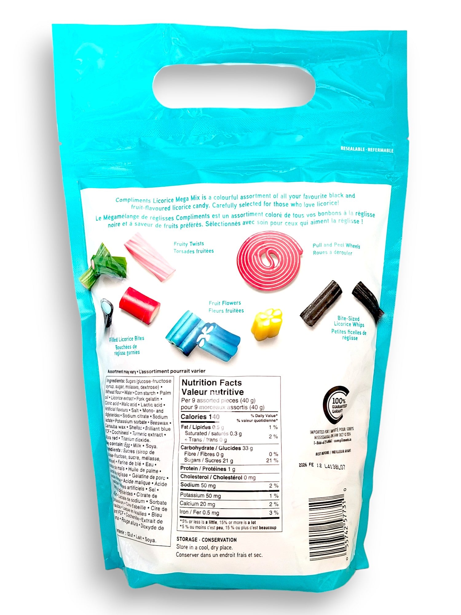 Compliments Mega Mix Licorice Candy, 800g/28.2 oz. Bag