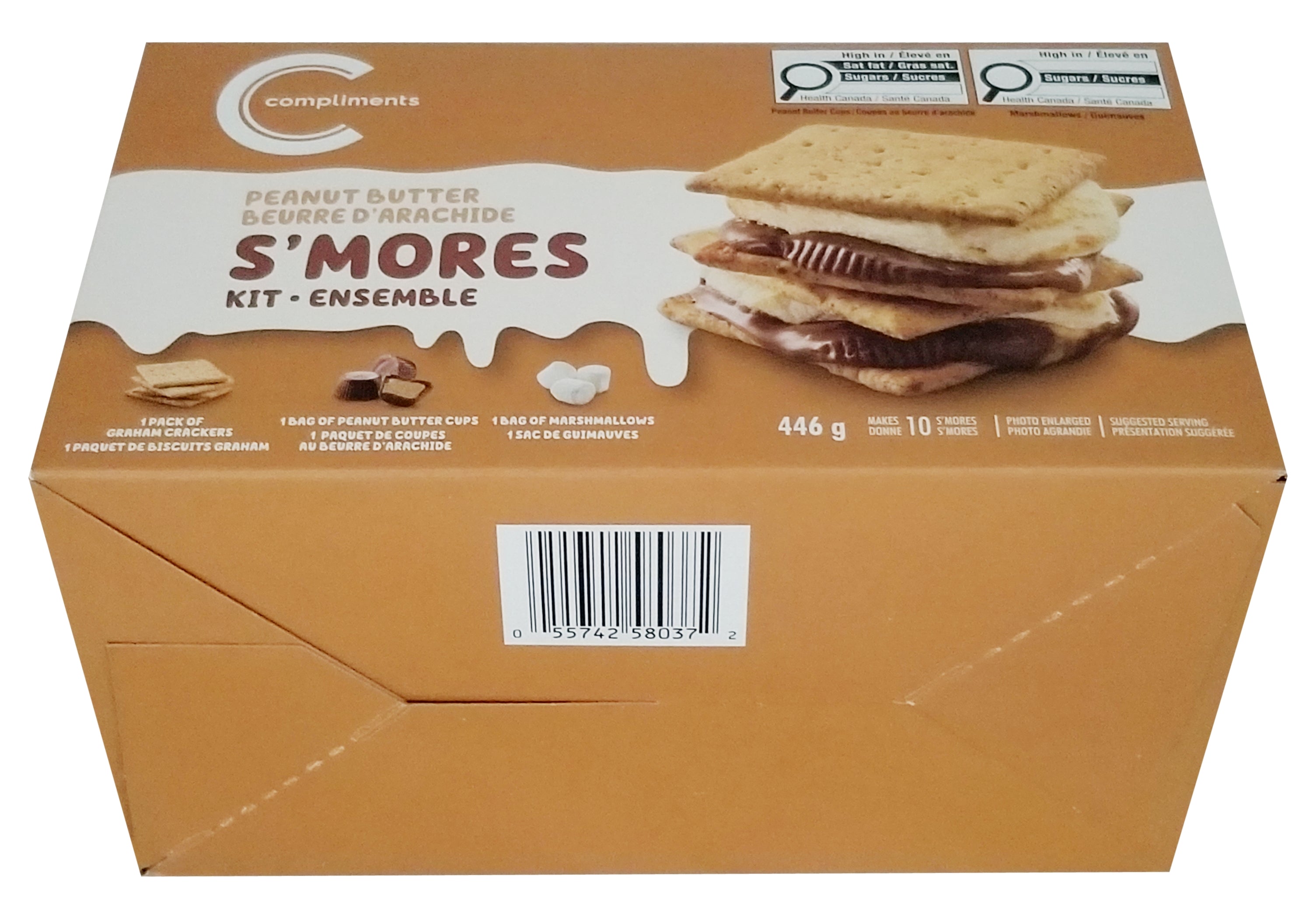 Compliments Peanut Butter S'mores Kit, Makes 10 S'mores, 446g/15.9 oz - Bottom of Compliments S'mores kit