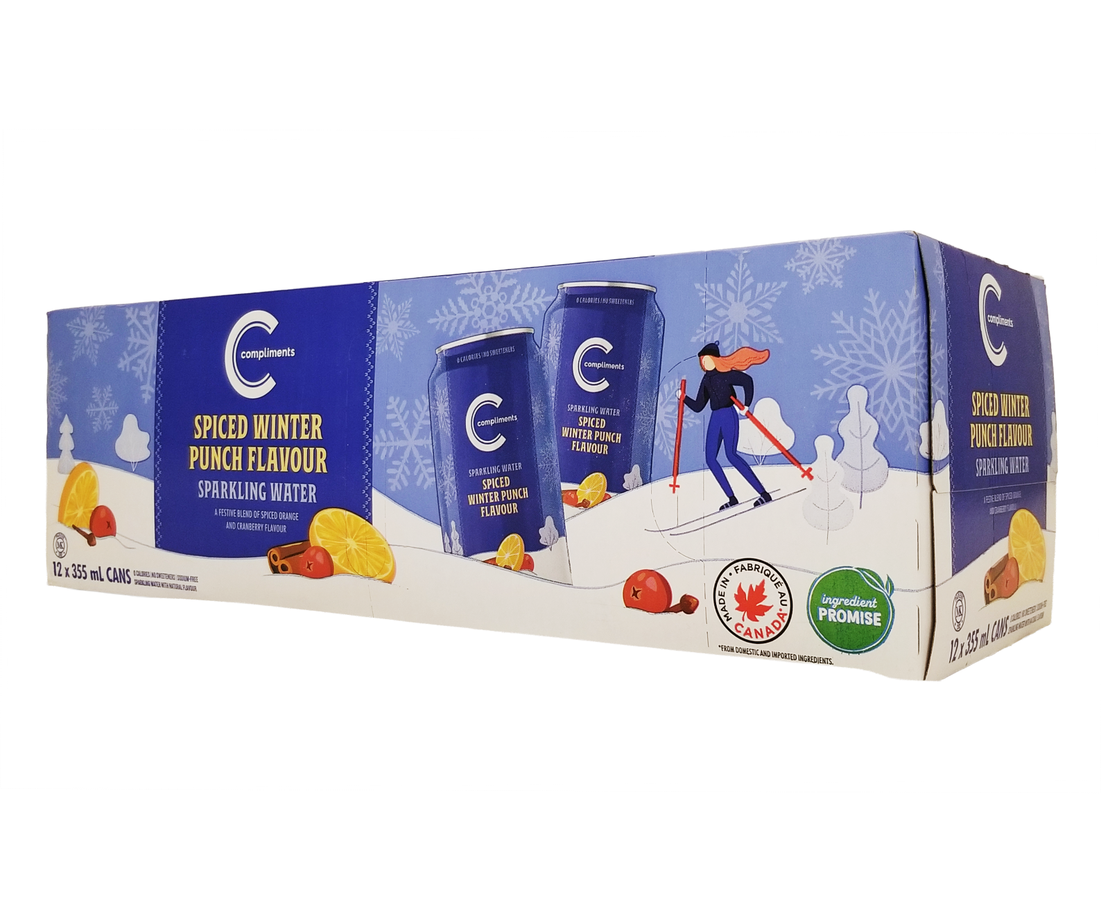 S530000　1104545 Compliments Sparkling Water Spiced Winter Punch - 12 Pack