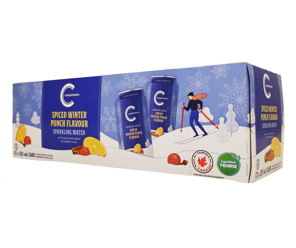 Compliments Sparkling Water Spiced Winter Punch - 12 Pack | Unsweetened