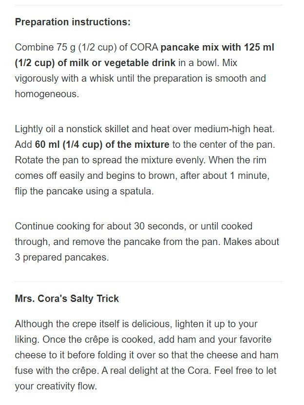 Cora Crepe Mix, Plain, 700g/1.5 lbs., Imported from Canada