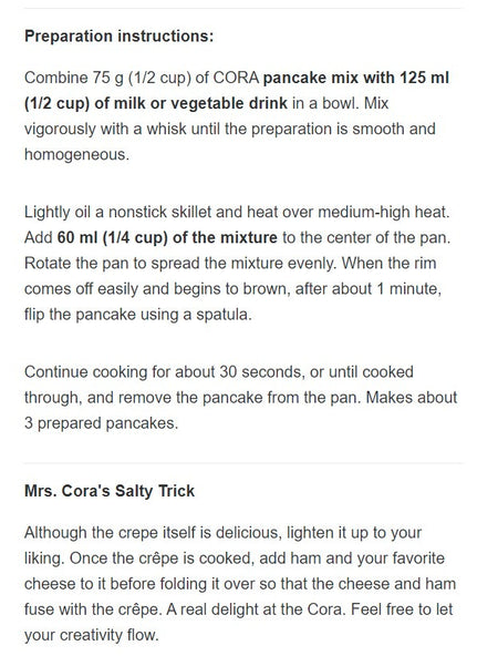 Cora Crepe Mix, Plain, 700g/1.5 lbs., Imported from Canada