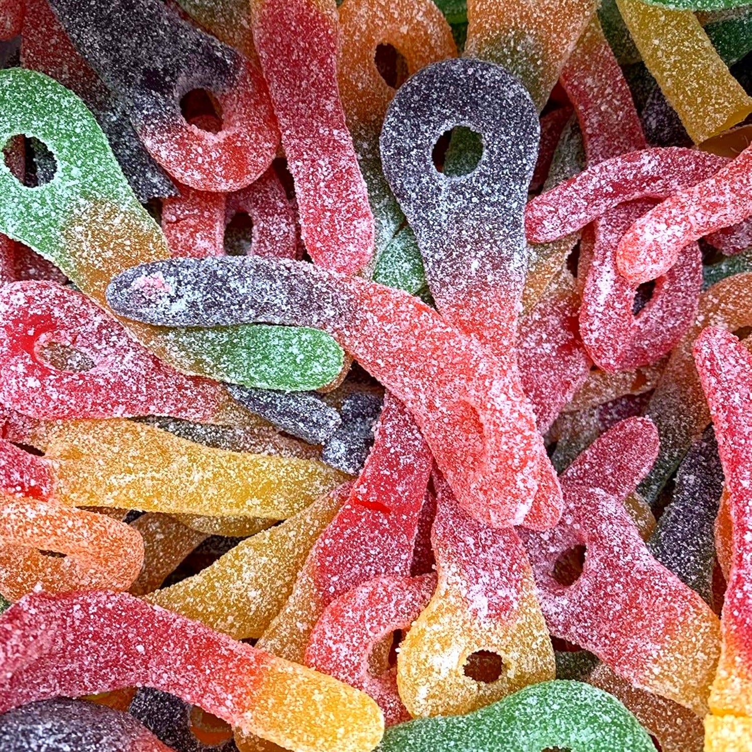 Bulk Cottage Country Sour Pleezers gummies in assorted fruit colors with sour sugar coating