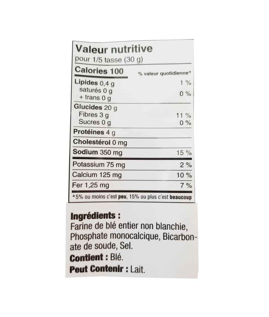 Coyote Original Pancake Mix, 900g/31.8 oz. Bag Nutrition Facts In French