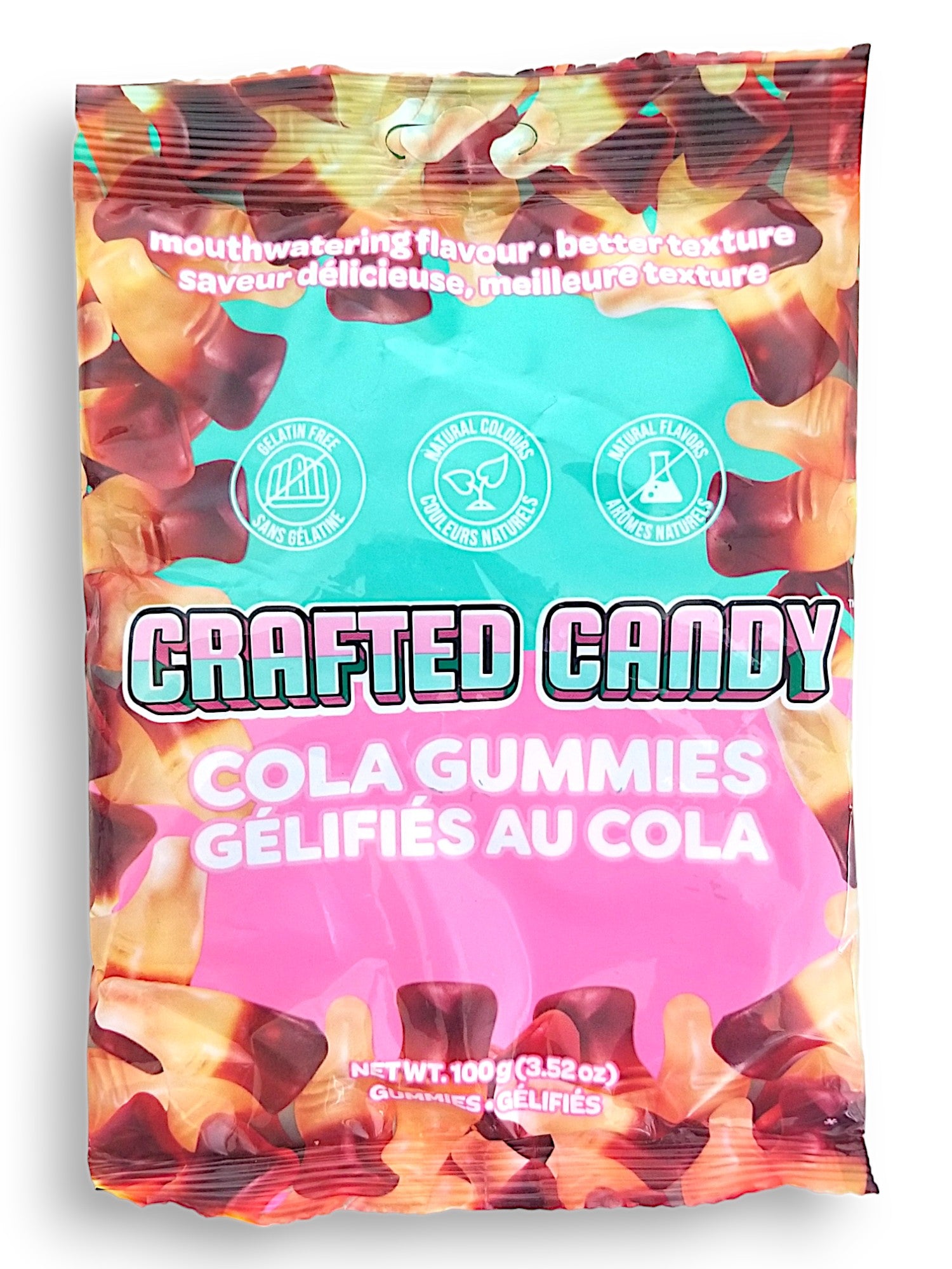 Crafted Candy Cola Gummies 100g, front of bag.