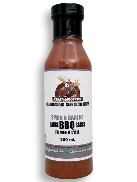 Crazy Mooskies Smok'N Garlic BBQ Sauce, 375ml 12.7oz - Front