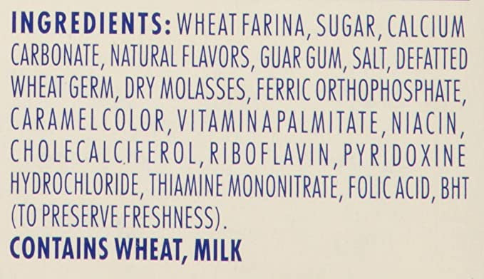 Cream of Wheat Instant Maple Brown Sugar Hot Cereal - 350g/12.25 oz Box Ingredients