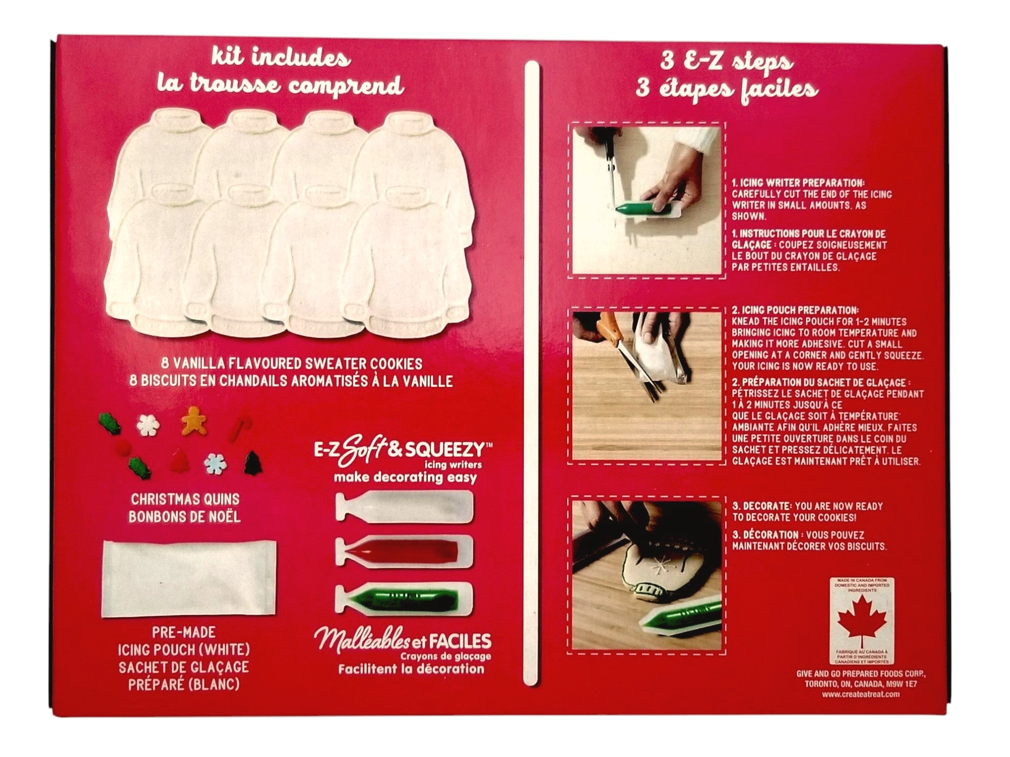 Back of Create A Treat Ugly Sweater Cookies Decorating Kit, 8 Cookies, 406g/14.3 oz. Box