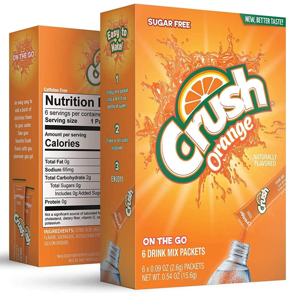 Crush Orange Sugar Free Drink Mix, 6 packets, 15g/0.5 oz. Box {Imported from Canada}