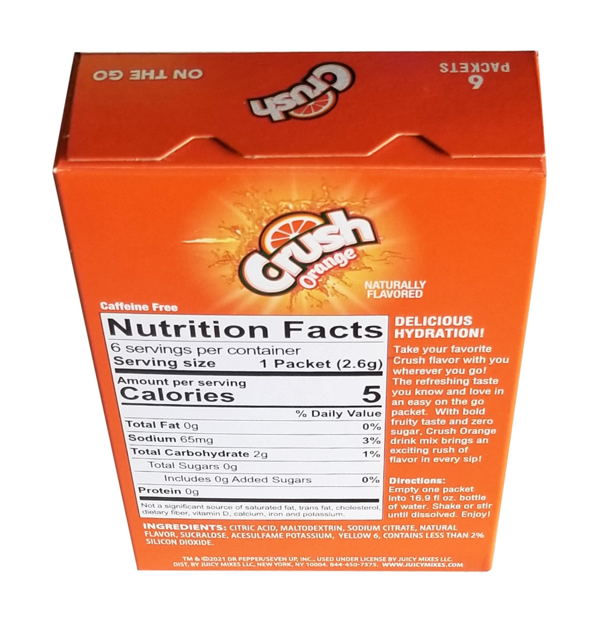 Crush Orange Sugar Free Drink Mix, 6 packets, 15g/0.5 oz. Box {Imported from Canada}